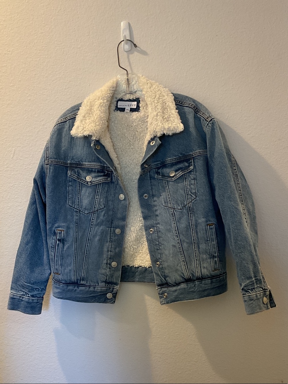 LOFT Light Blue Sherpa-Lined Denim Jacket
